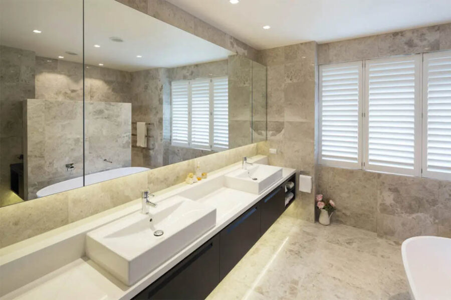 Downhill Dan in a bathroom