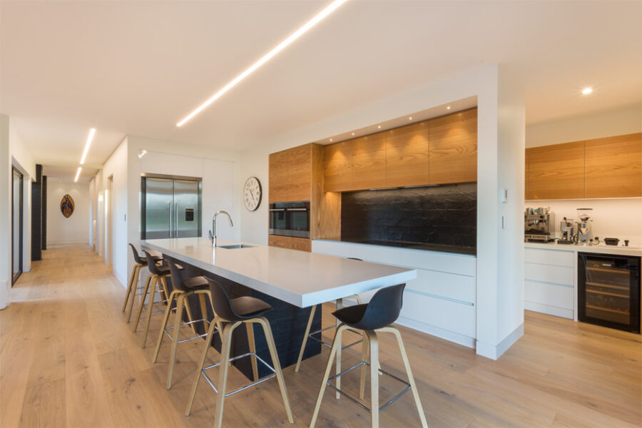 Downhill Dan in kitchen dining and hallway